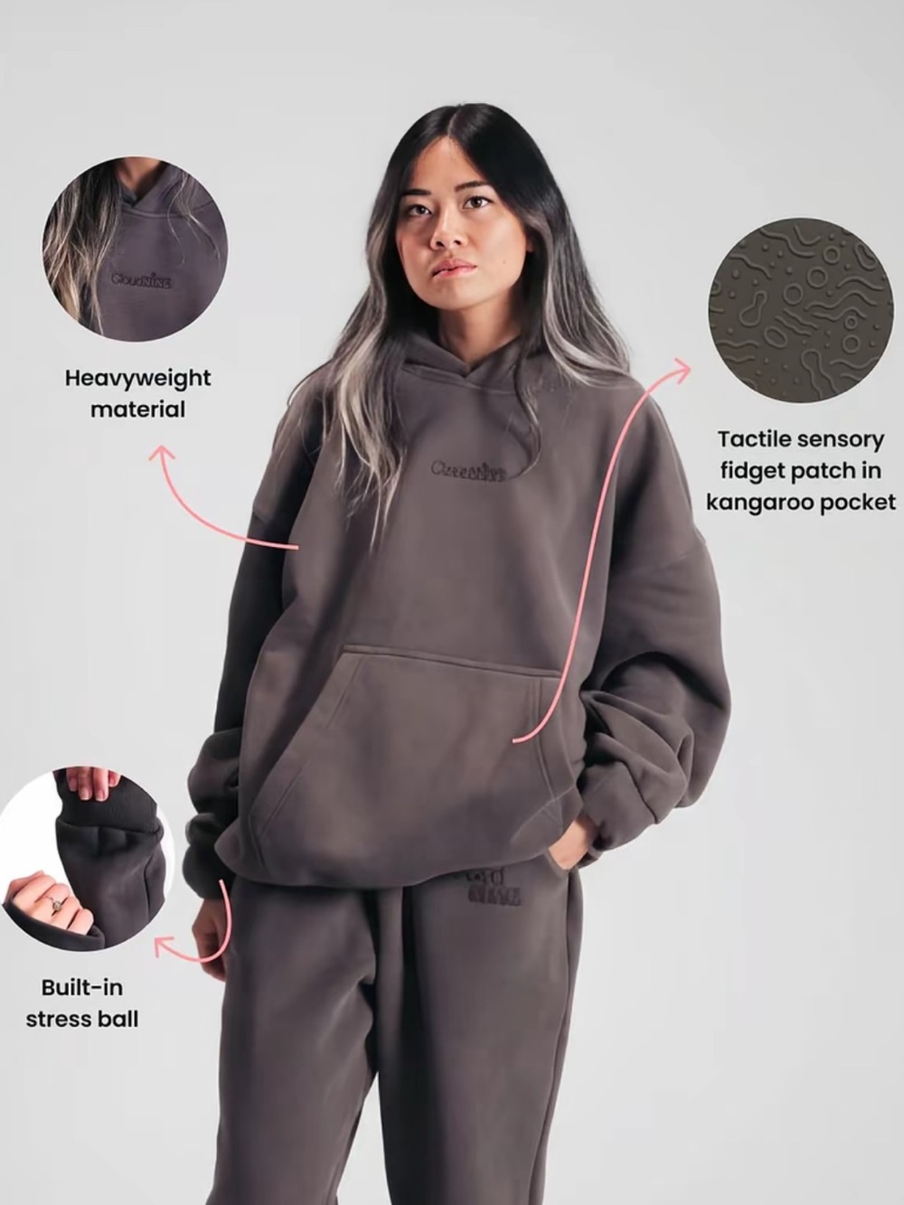 NWT BRAND NEW Grounding Cloud Nine Hoodie SIZE LARGE sensory sweatshirt